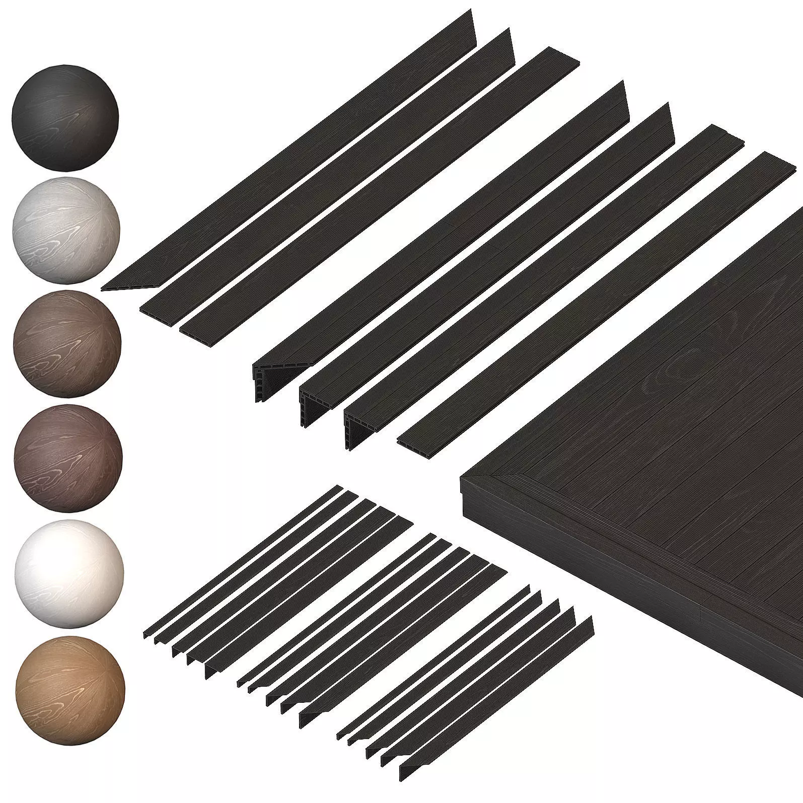 Decking board with corners 3D model_0