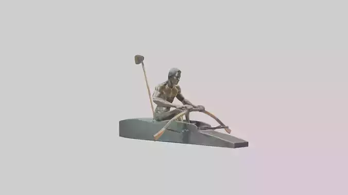 Rower in Motion statue model Low-poly 3D model