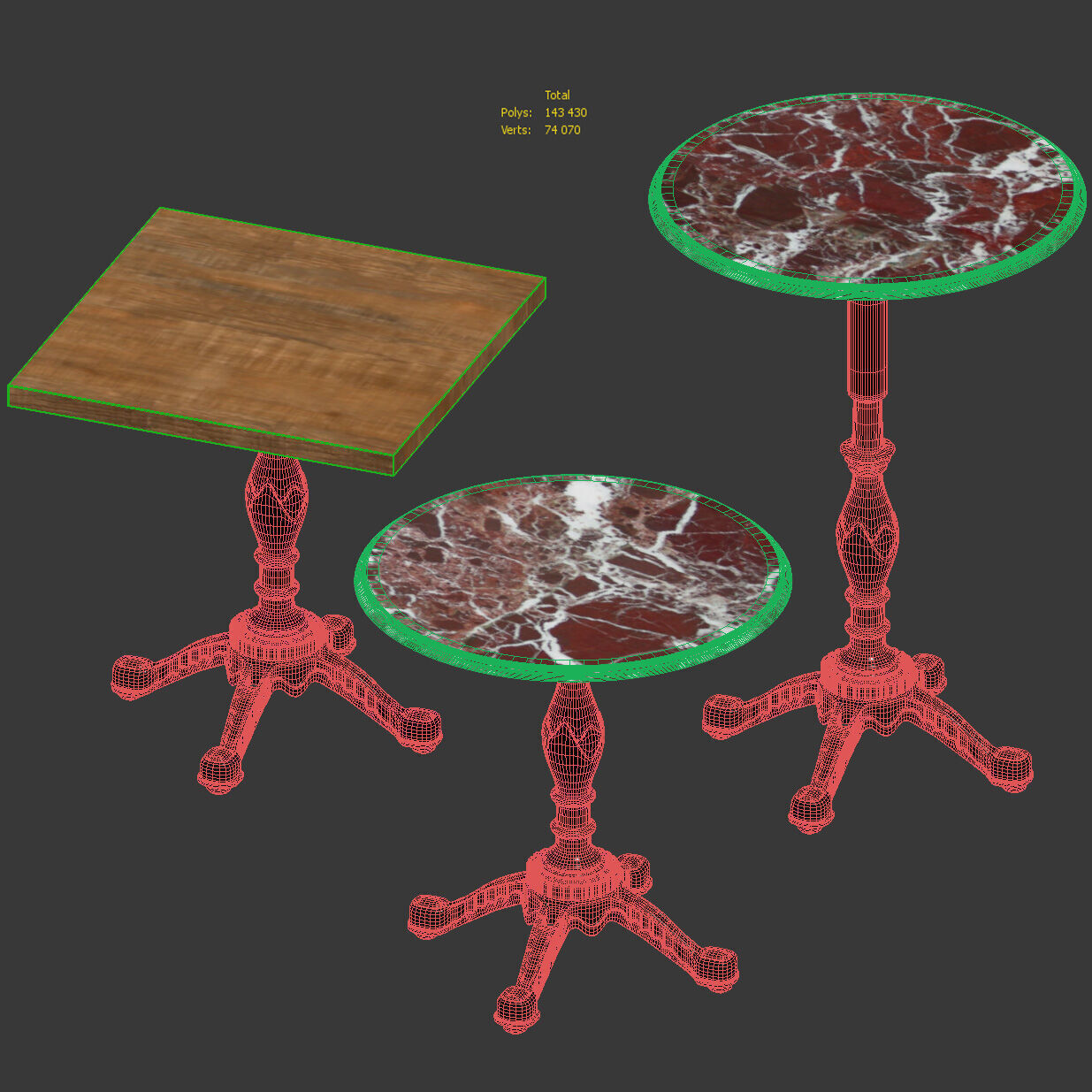 Restaurant table with cast iron base 3D model_4