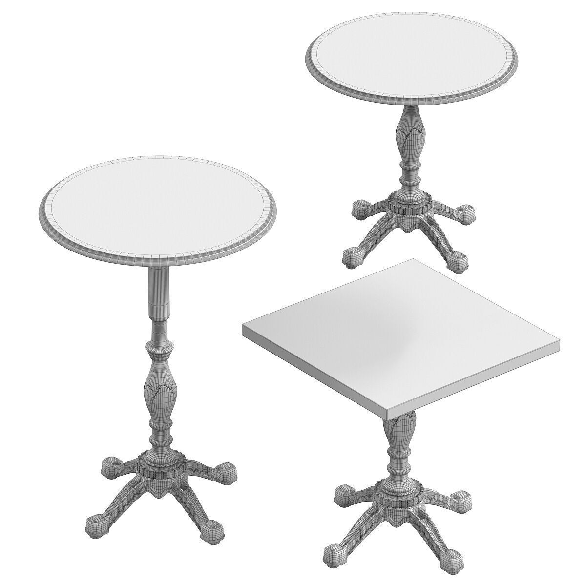 Restaurant table with cast iron base 3D model_1