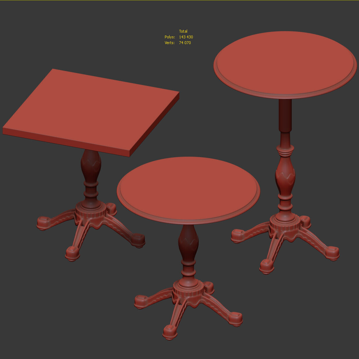 Restaurant table with cast iron base 3D model_3