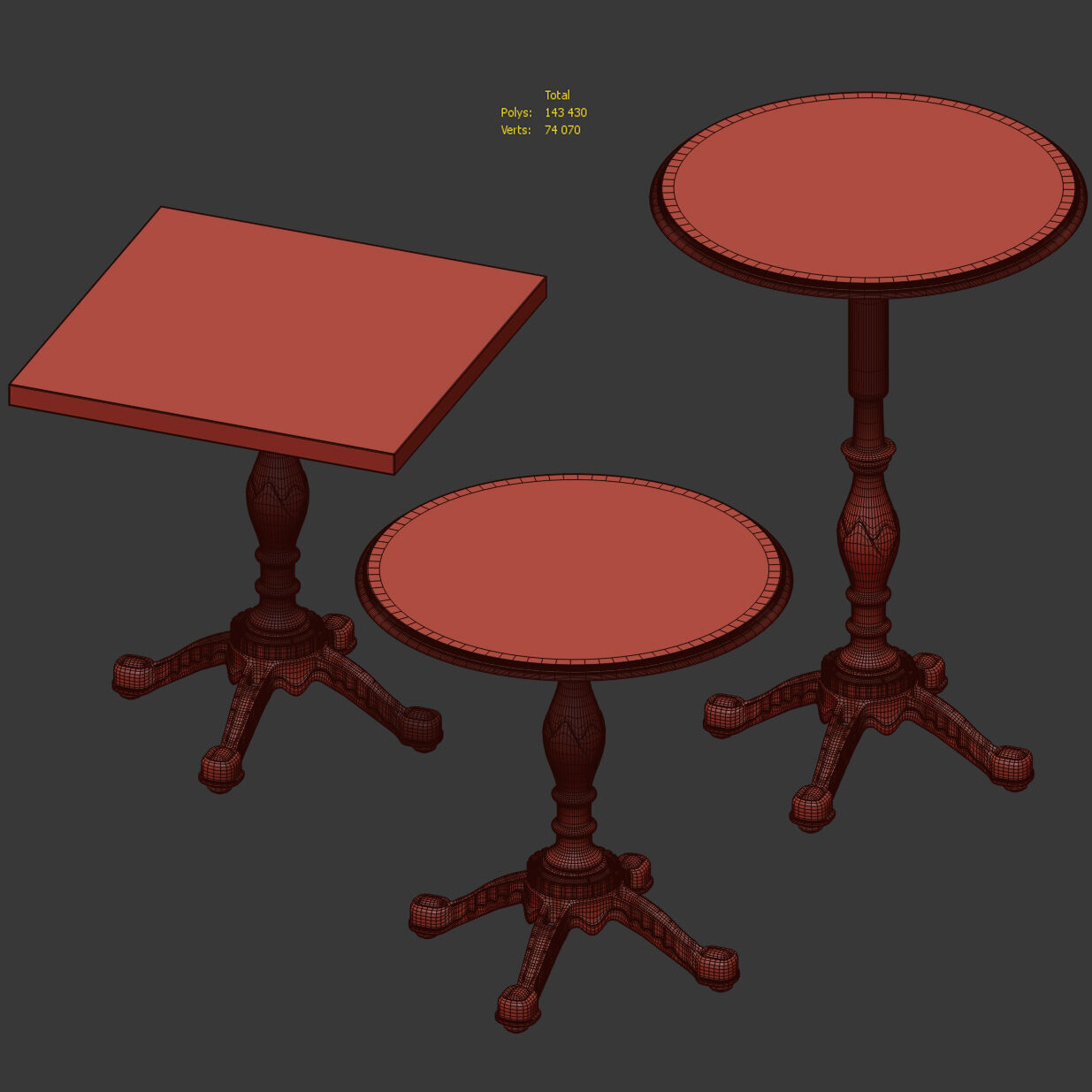 Restaurant table with cast iron base 3D model_5