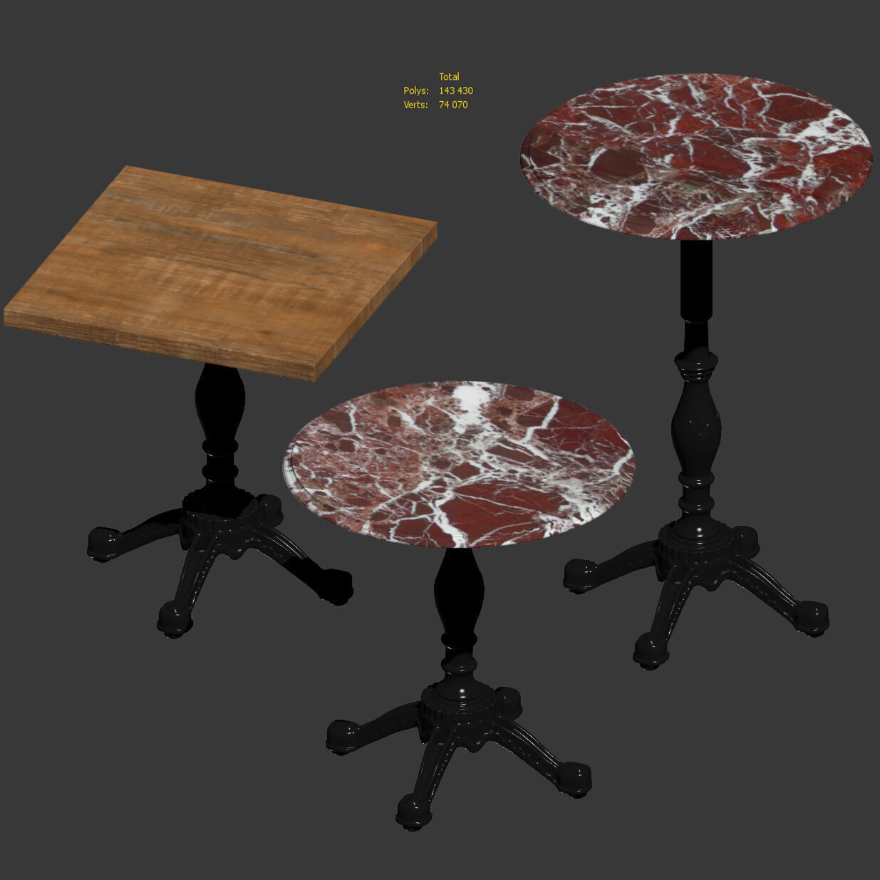 Restaurant table with cast iron base 3D model_2