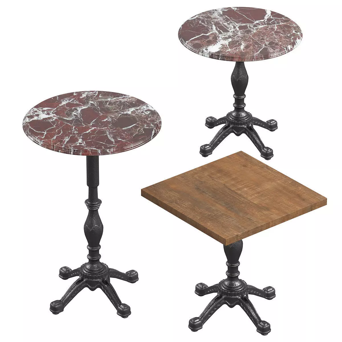 Restaurant table with cast iron base 3D model_0