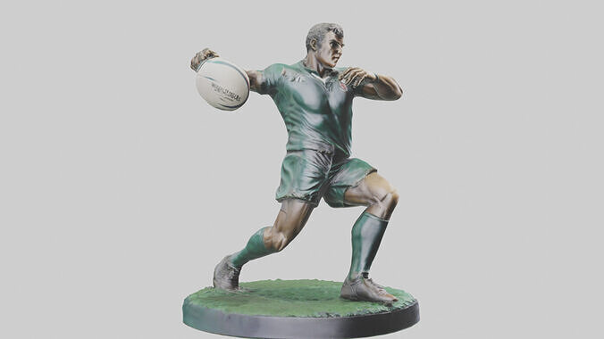 Rugby Player in Action statue model Low-poly 3D model
