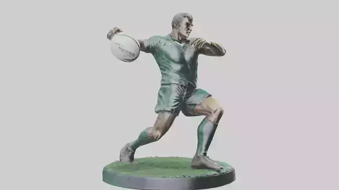 Rugby Player in Action statue model