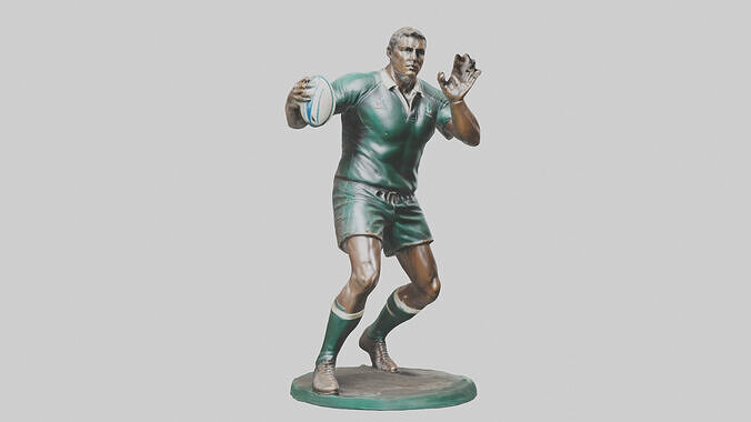 Rugby Player Passing statue model Low-poly 3D model