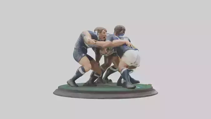 Rugby Scrum Pose statue model Low-poly 3D model