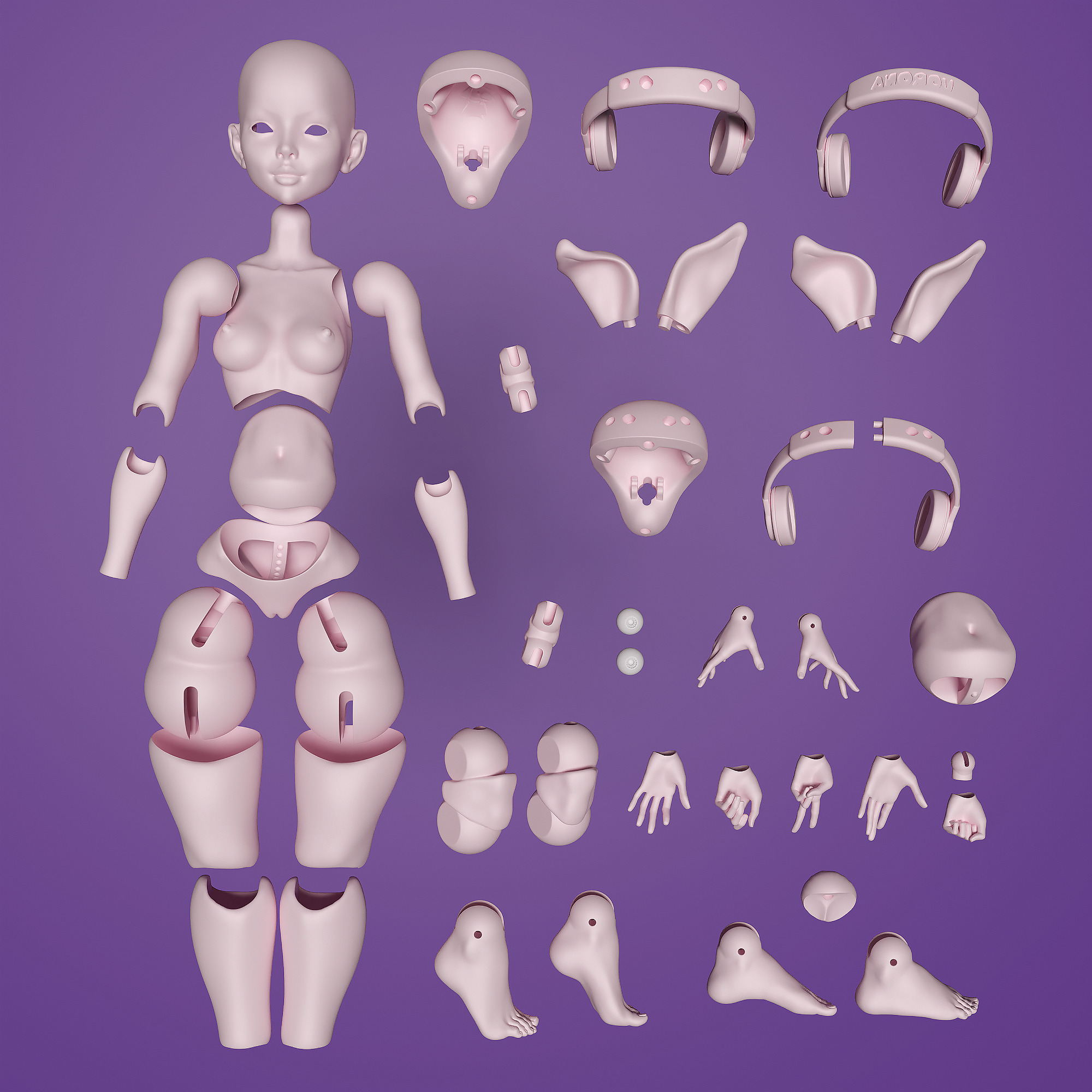 BJD ARTICULATED DOLL SOFIA FOR 3D PRINTING 3D print model_3