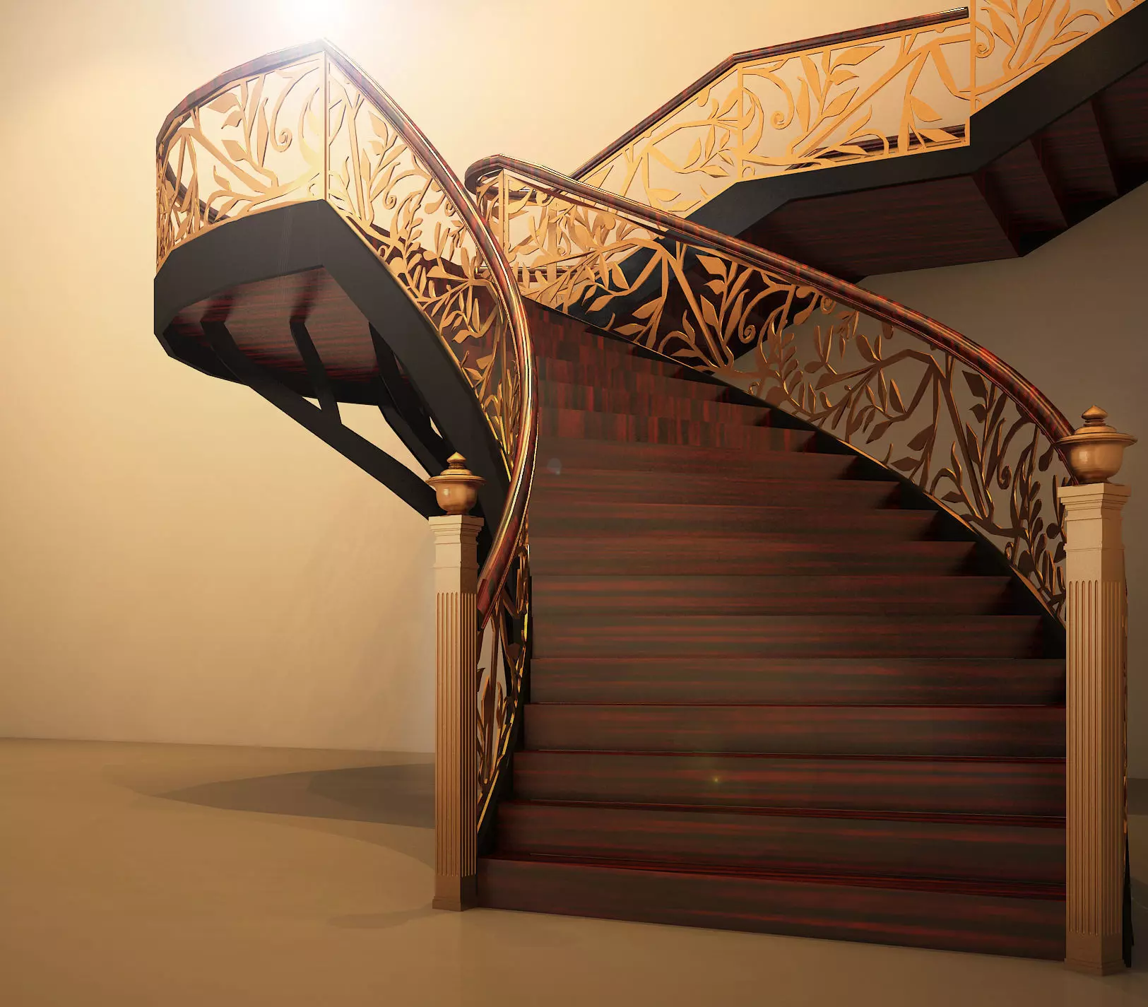 Gold Stairs 3D model_0