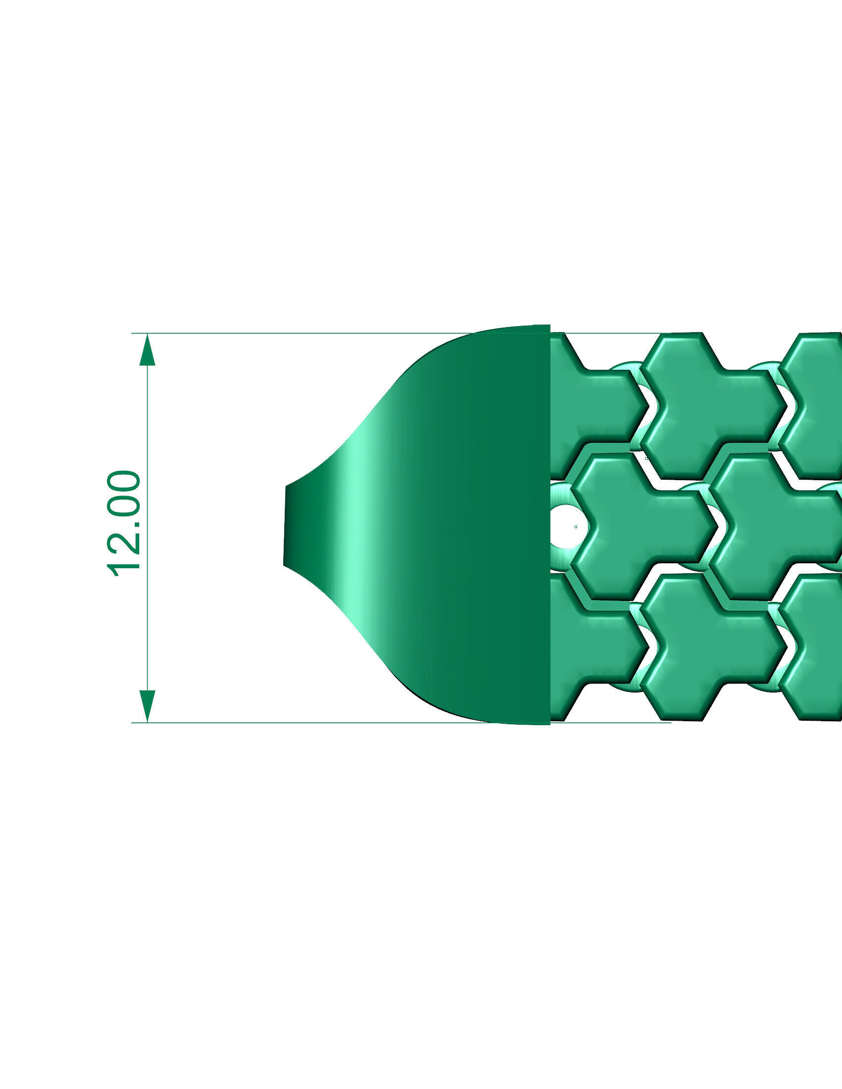 12 mm 3 Row Armor Strick Full Bracelet ready to print 3D print model_3
