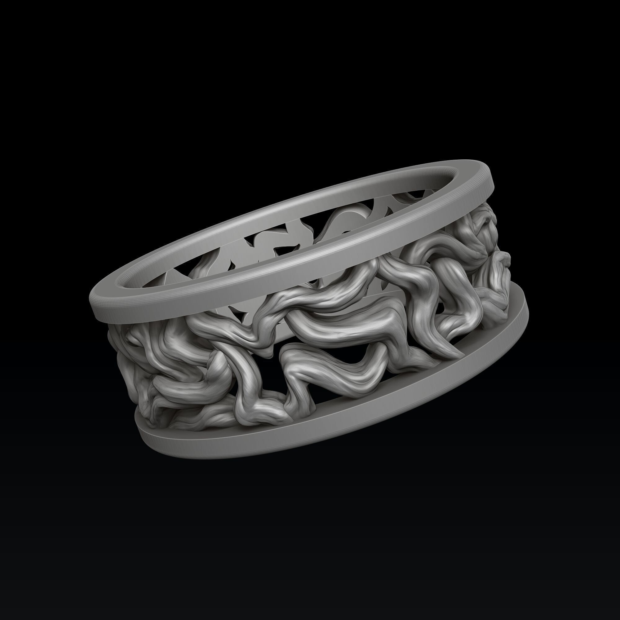 Tree Branches Ring 3D print model_2