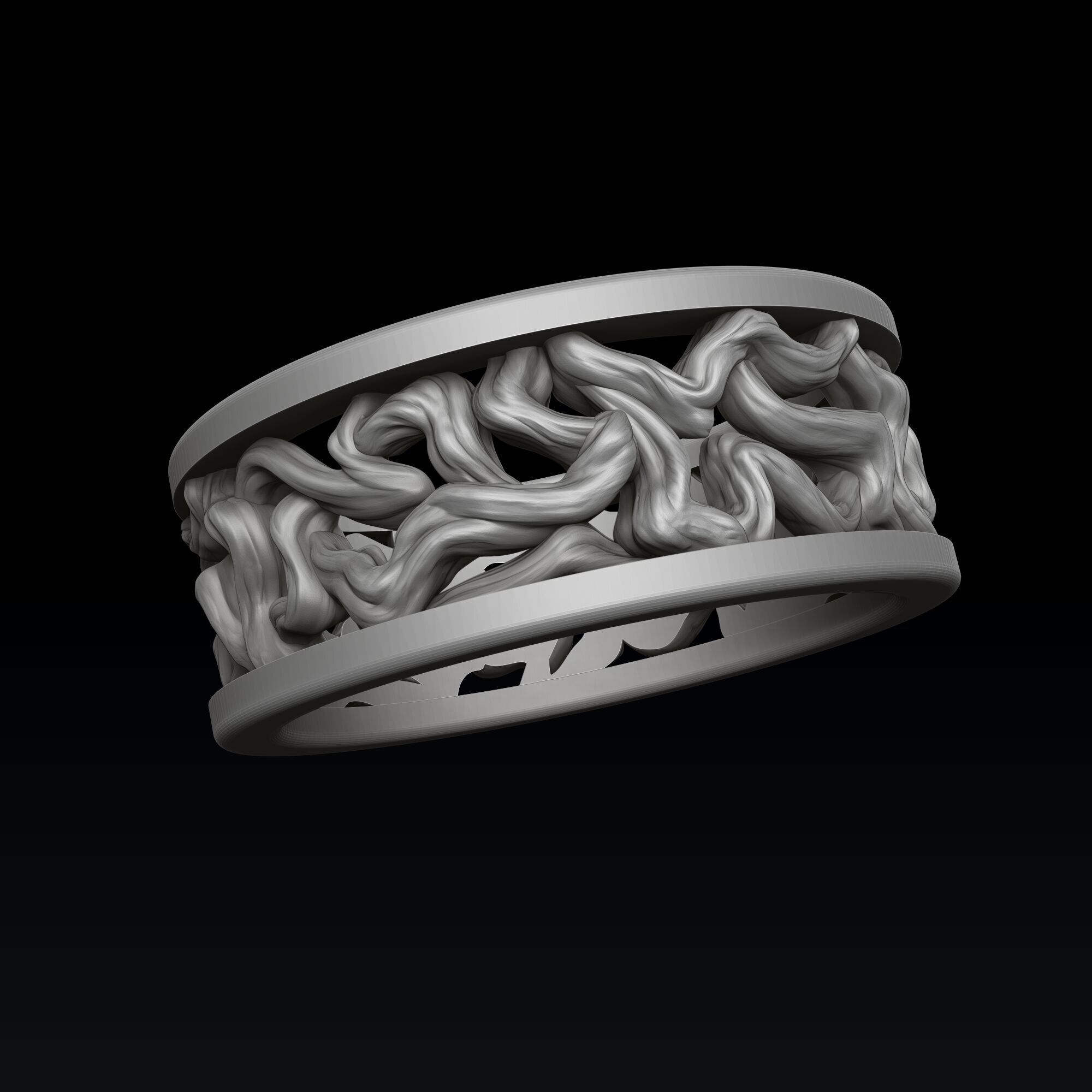 Tree Branches Ring 3D print model_5