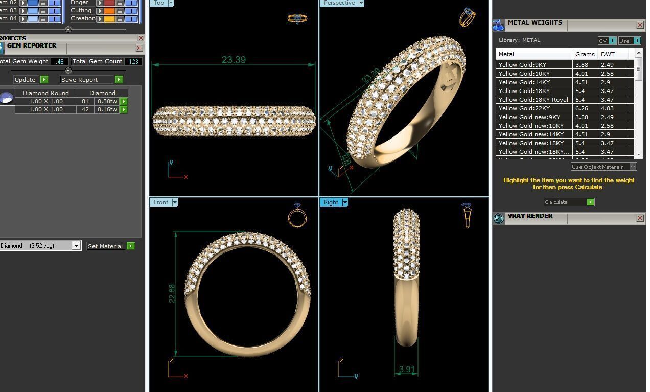 Women Ring Render 3dm STL OBJ FBX Details 3D print model_12