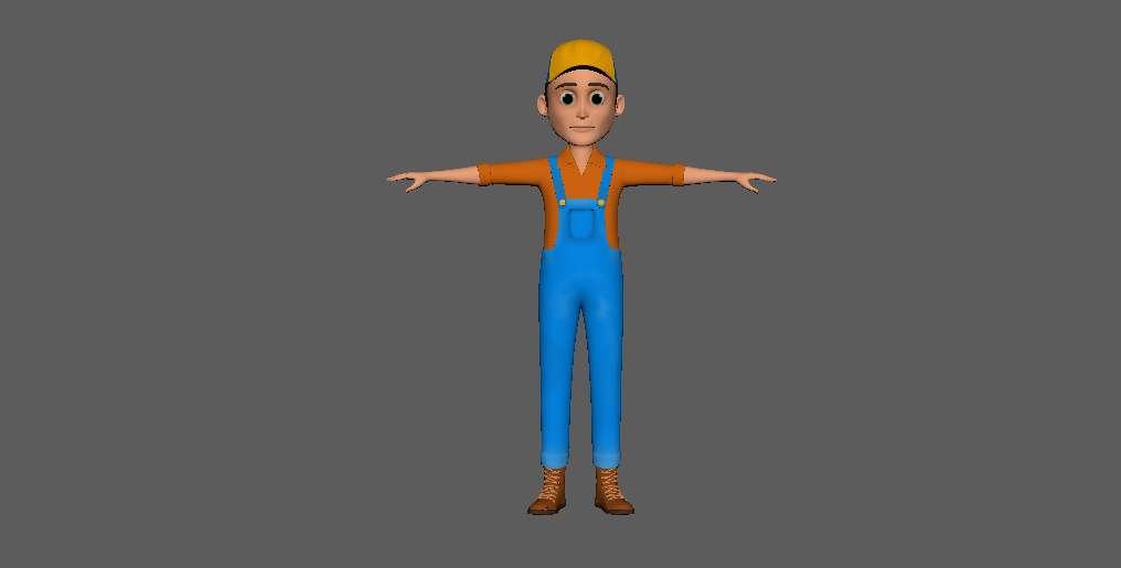 3D Cartoon Farmer Male Character Model Low-poly 3D model_1