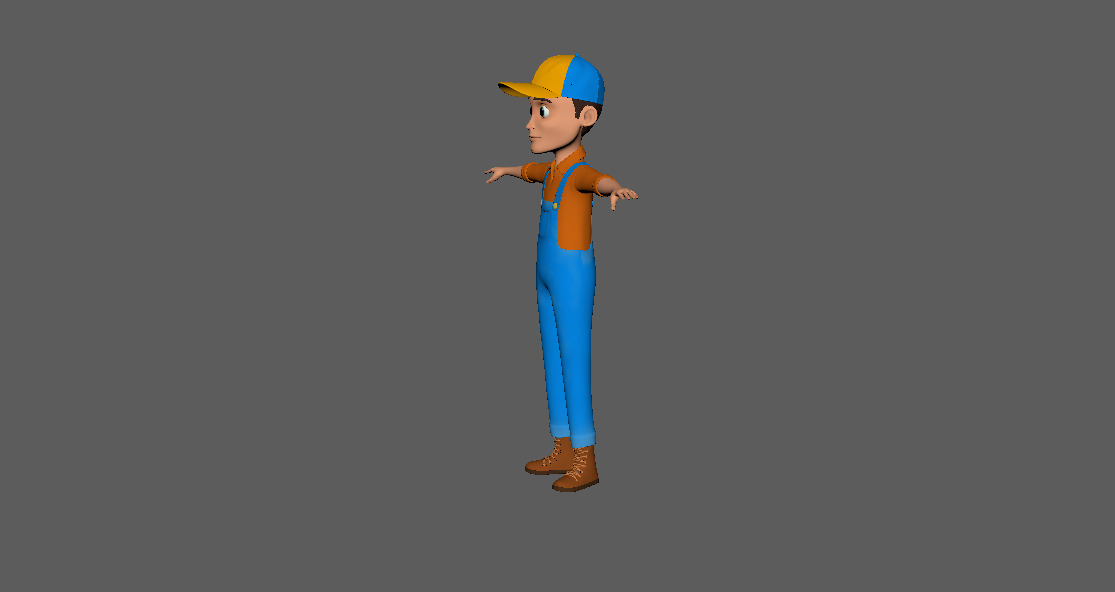 3D Cartoon Farmer Male Character Model Low-poly 3D model_3