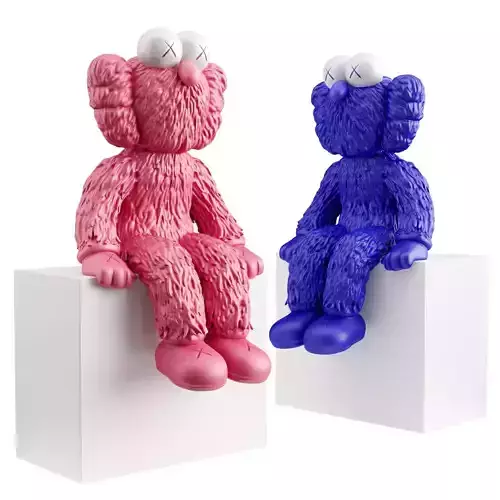 KAWS BFF Sitting sculpture Low-poly 3D model