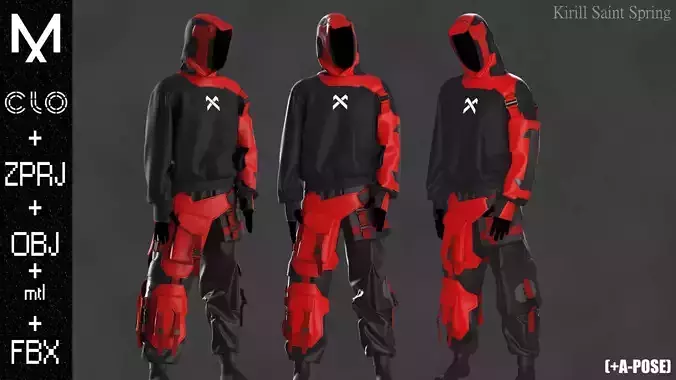 Outfit Male Marvelous designer Clo3d OBJ mtl FBX ZPRJ 