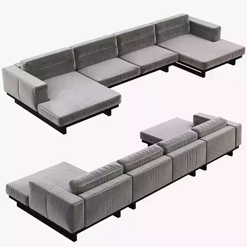 Restoration Hardware Durrell Leather U-Chaise Sectional 3D model