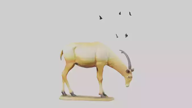 Saiga Antelope statue model Low-poly 3D model