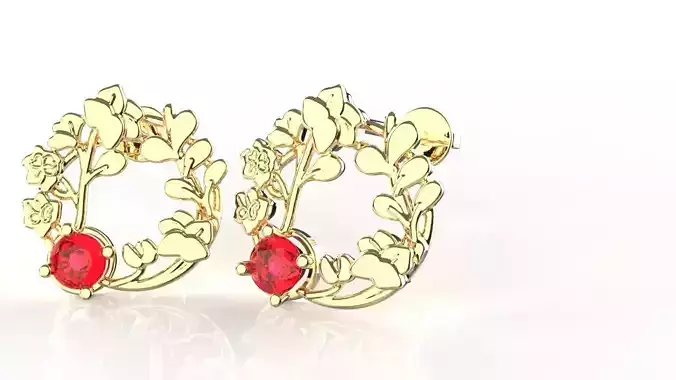 Birthflower Circle Stud Earring July