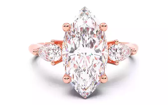 Marquise Diamond Trio Solitaire Ring 3D print model 3D print model