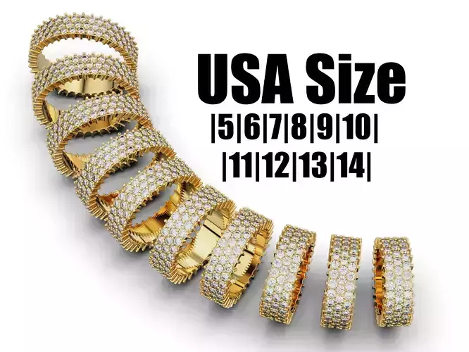 Eternity three rows ring