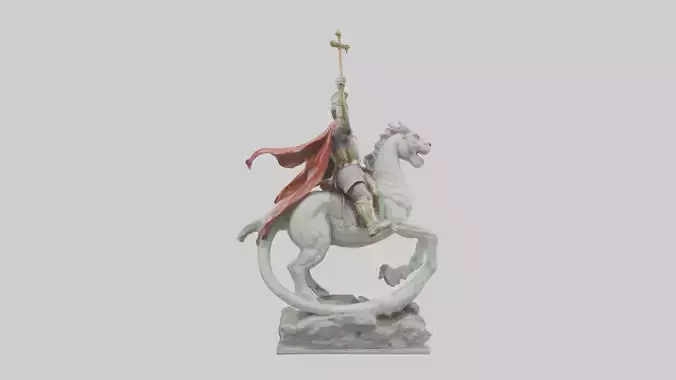 Saint George and the Dragon statue model Low-poly 3D model