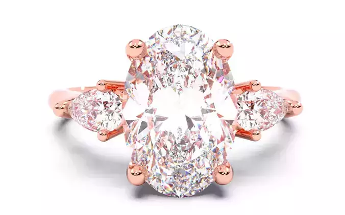 Oval Diamond Trio Solitaire Ring 3D print model