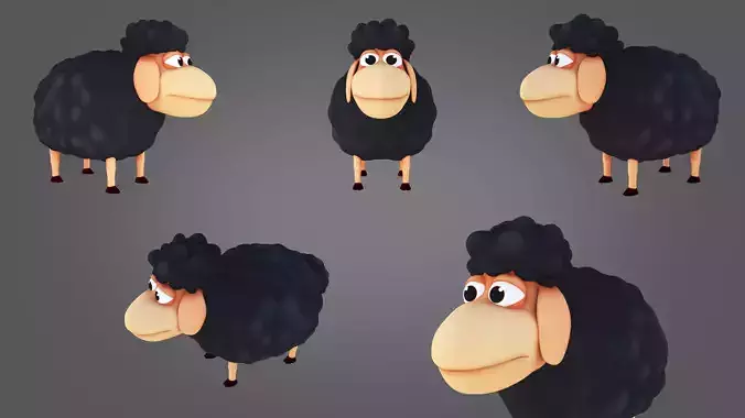 Cartoon 3D Sheep Character Model  Low-poly 3D model