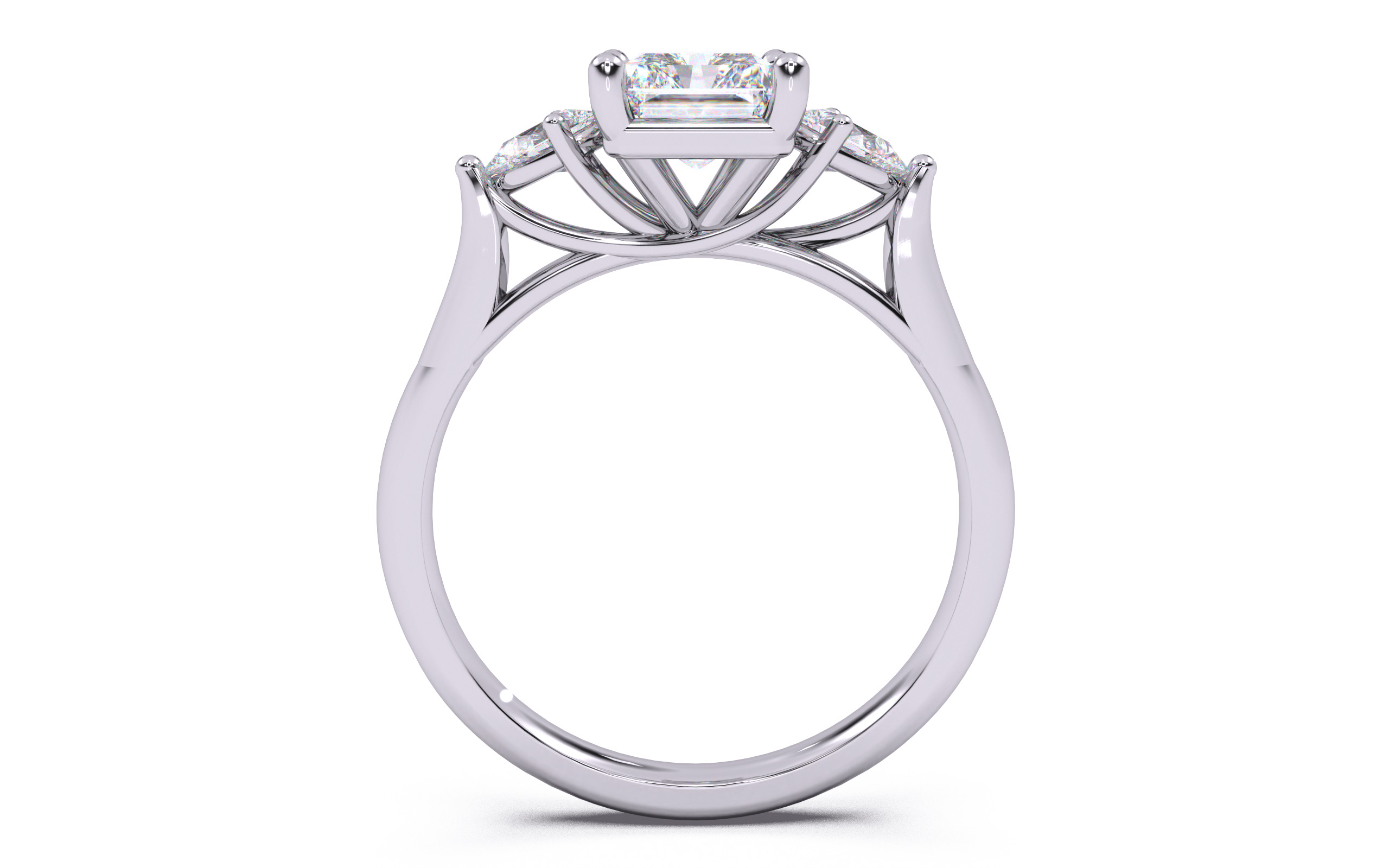 Radiant Diamond Trio Solitaire Ring 3D print model 3D print model_3