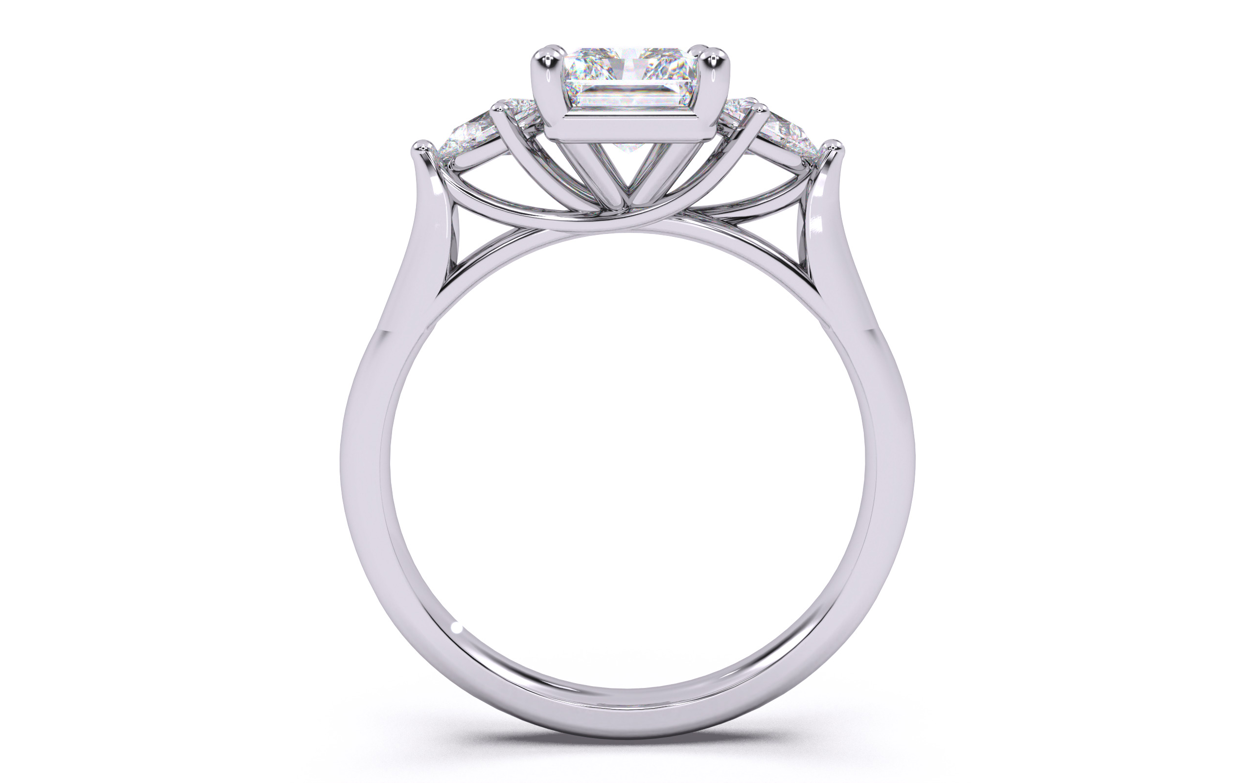 Radiant Diamond Trio Solitaire Ring 3D print model 3D print model_25