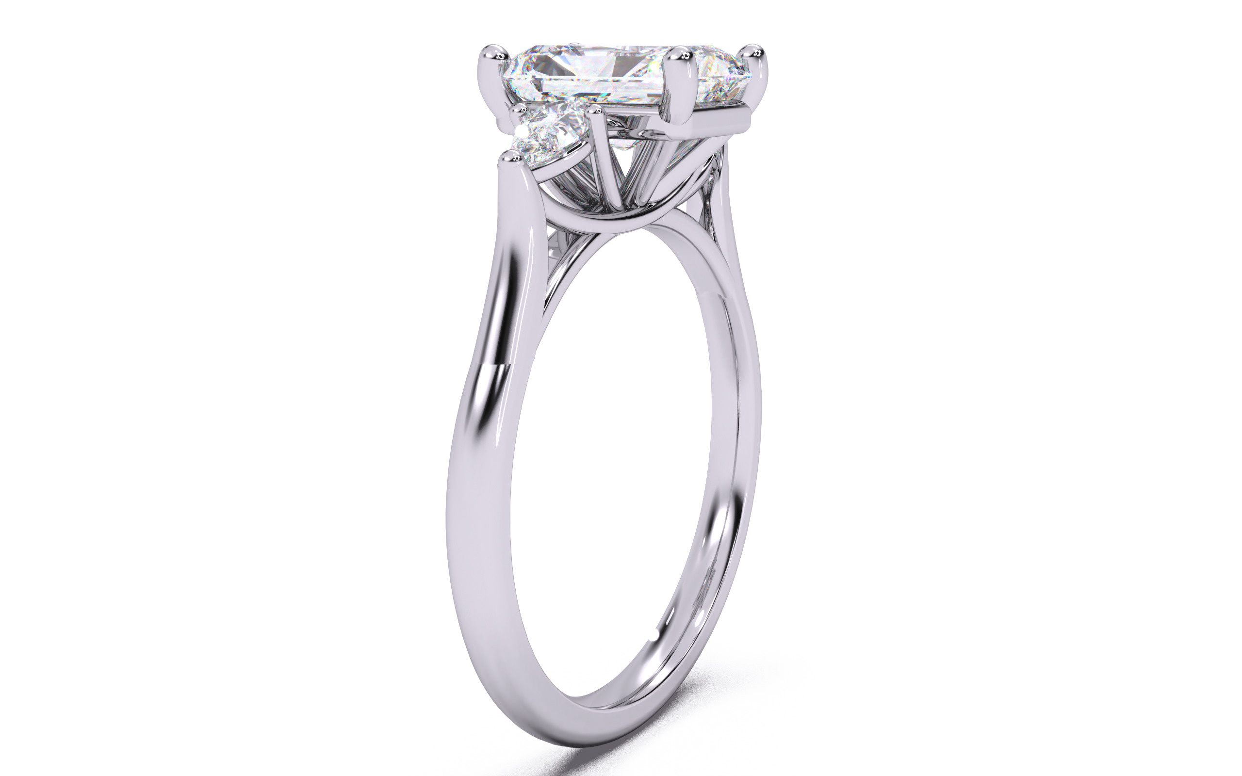 Radiant Diamond Trio Solitaire Ring 3D print model 3D print model_17
