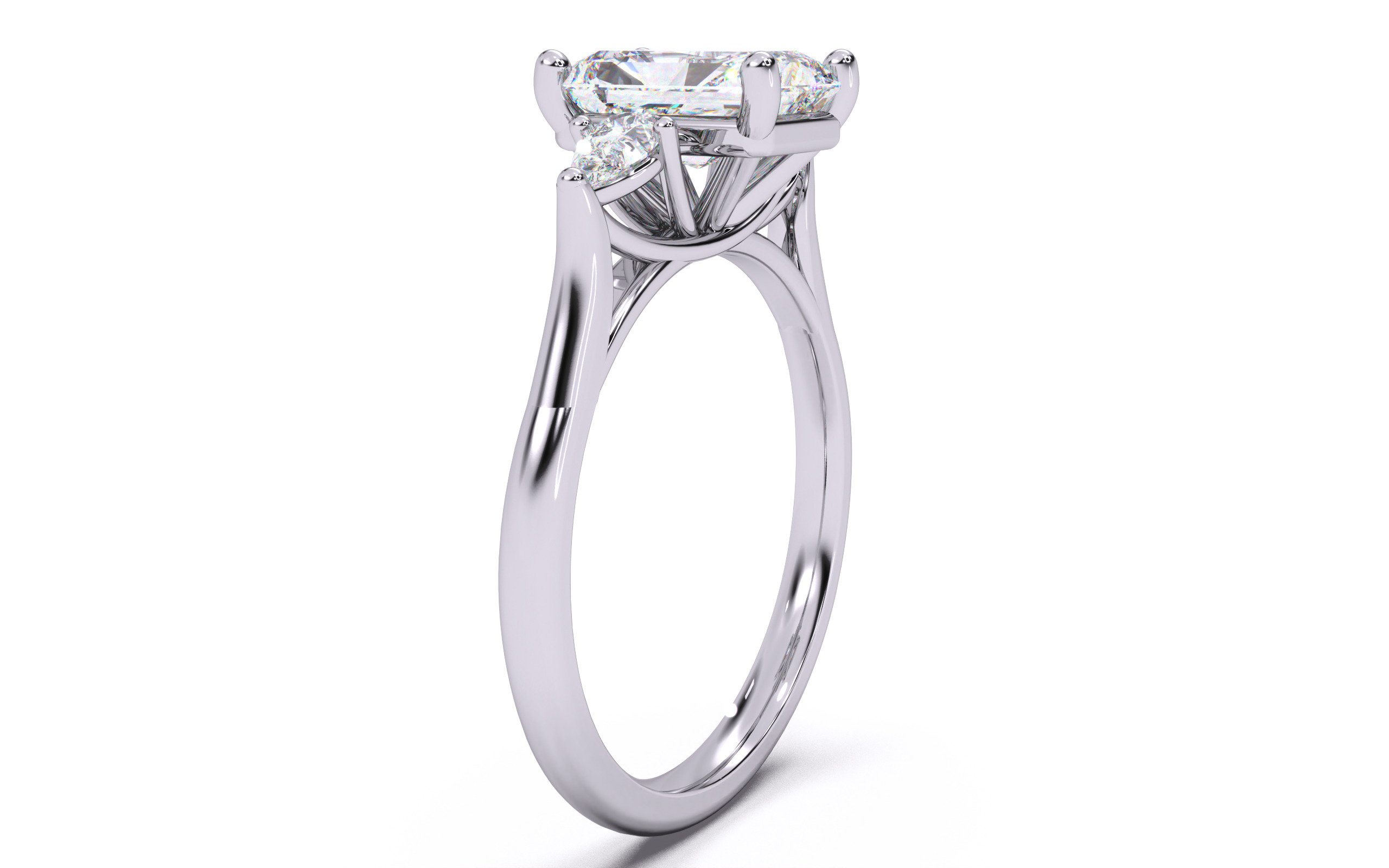 Radiant Diamond Trio Solitaire Ring 3D print model 3D print model_16