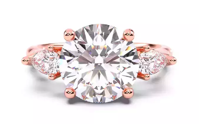 Round Diamond Trio Solitaire Ring 3D print model