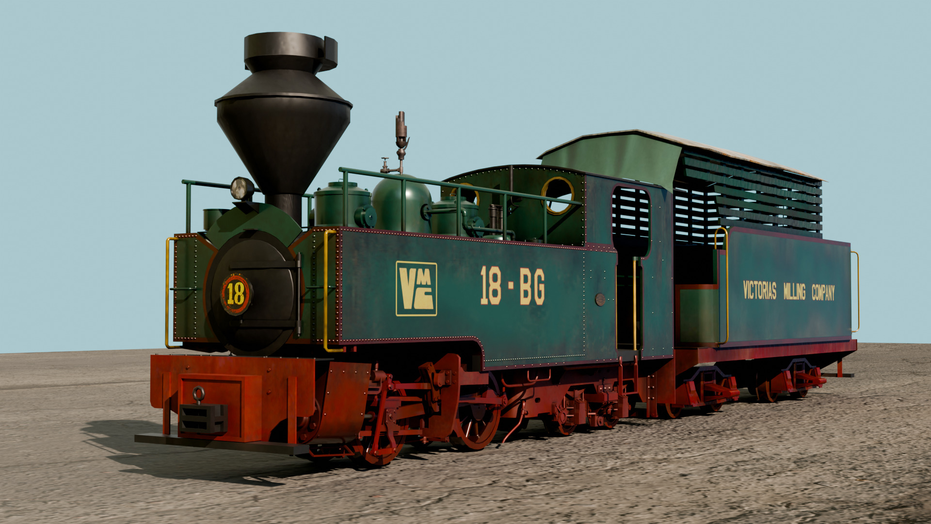 KCR 0-4-4T WG Bagnall loco Low-poly 3D model_9
