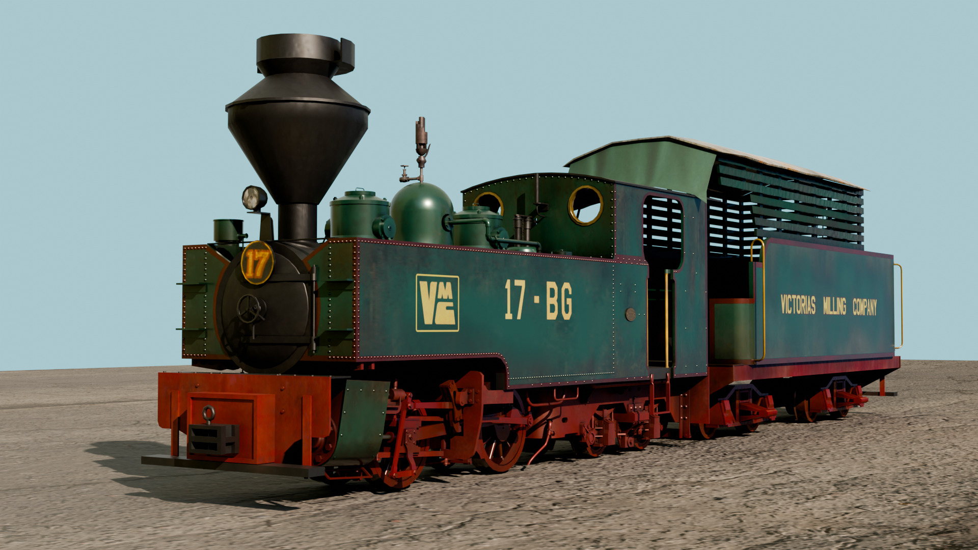 KCR 0-4-4T WG Bagnall loco Low-poly 3D model_8