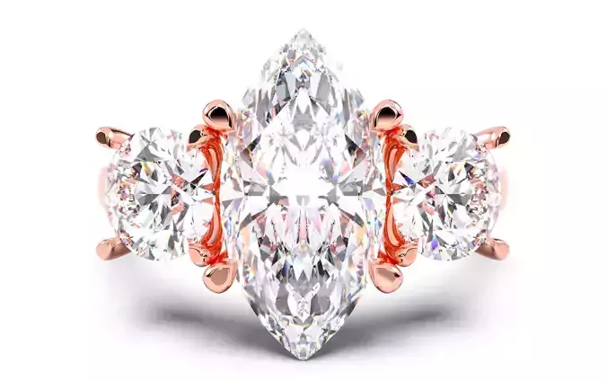 Marquise Diamond Trio Solitaire Ring 3D print model 3D print model