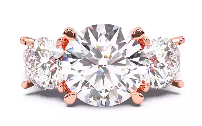 Round Diamond Trio Solitaire Ring 3D print model