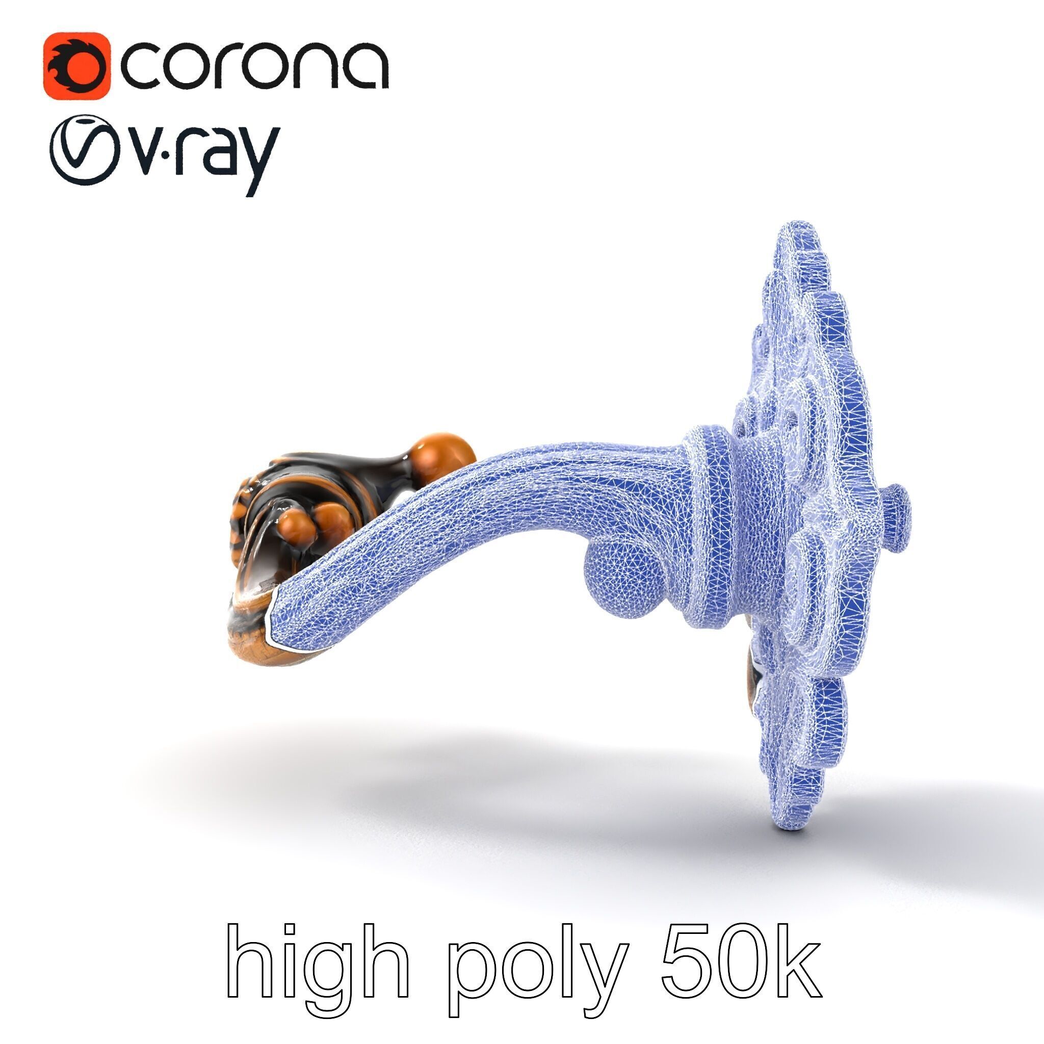 Baroque Style Ornate Door Handle model pack Low-poly 3D model_30