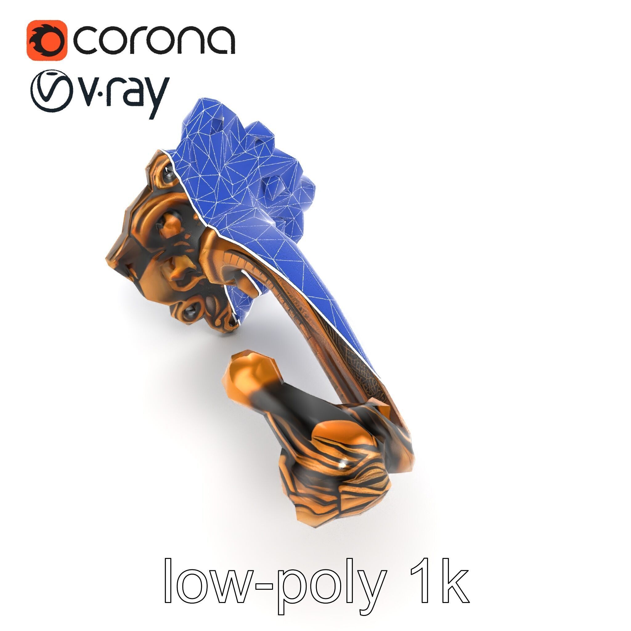 Baroque Style Ornate Door Handle model pack Low-poly 3D model_19