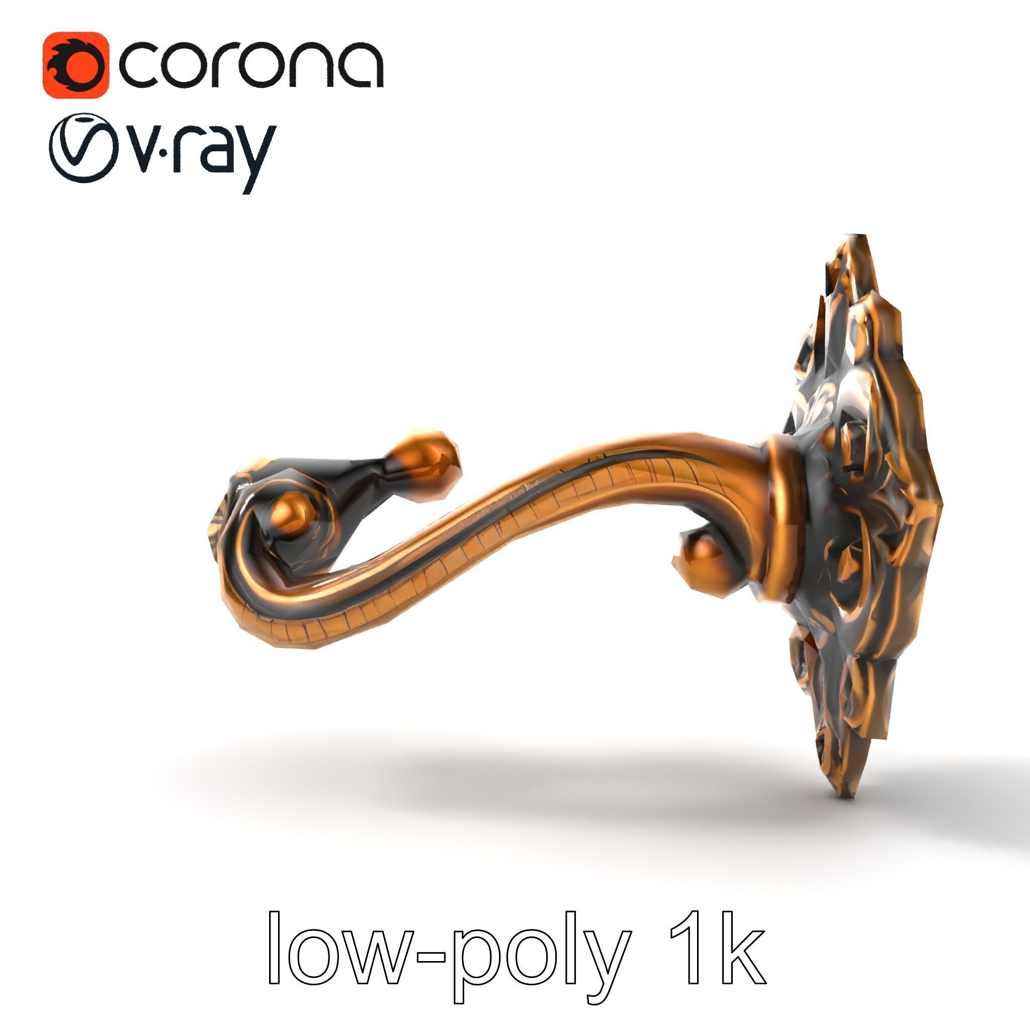 Baroque Style Ornate Door Handle model pack Low-poly 3D model_14