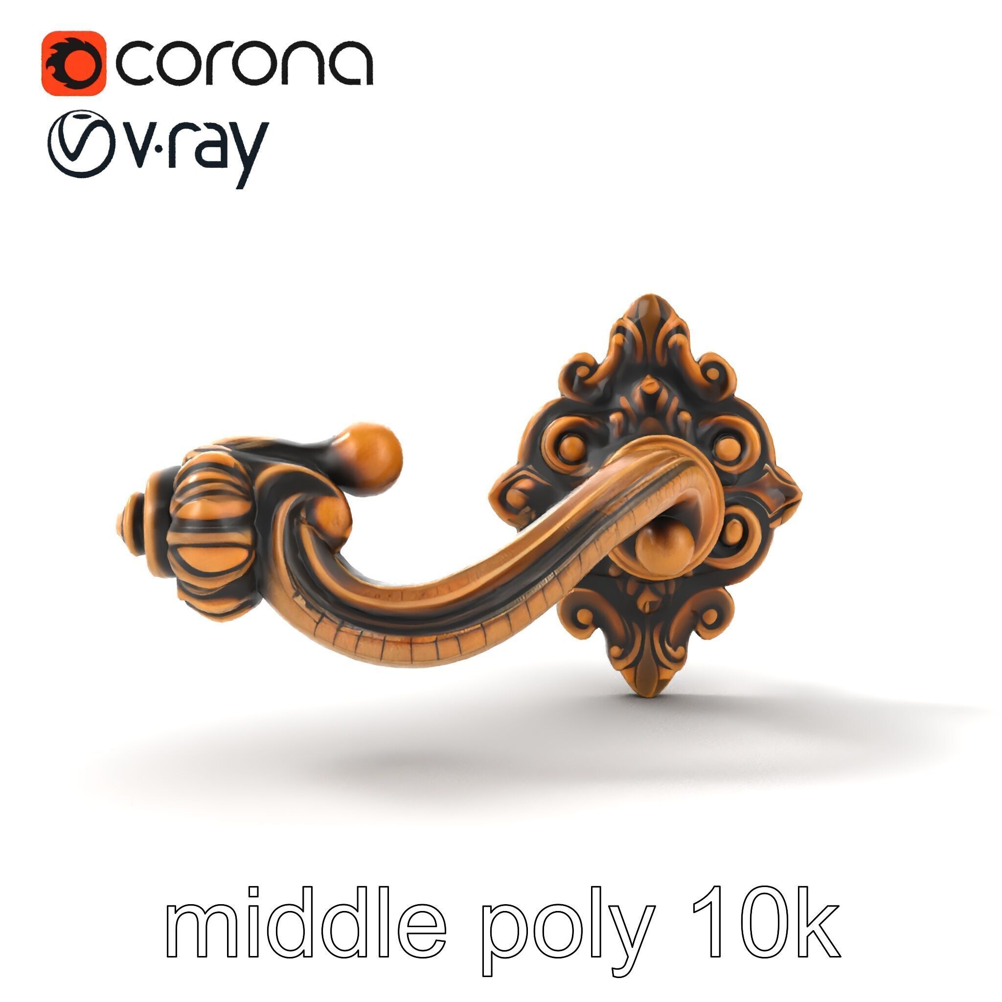 Baroque Style Ornate Door Handle model pack Low-poly 3D model_21