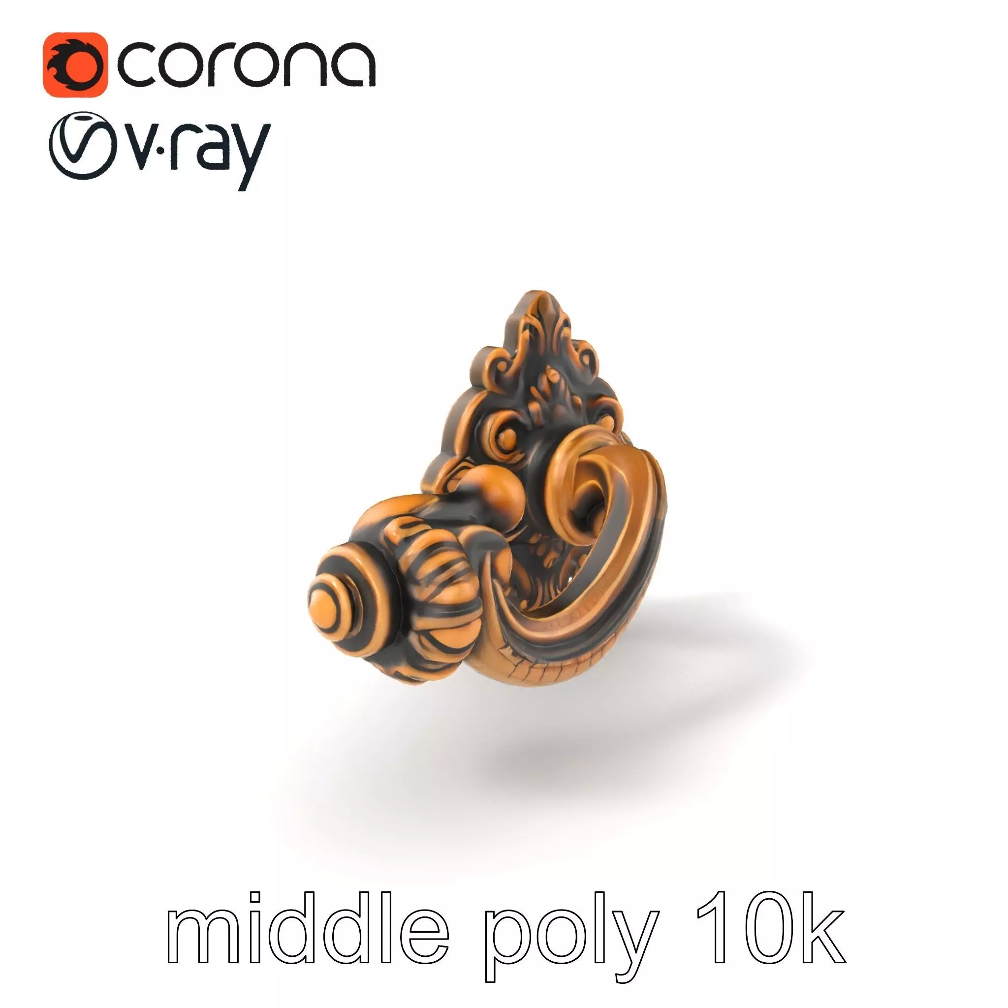 Baroque Style Ornate Door Handle model pack Low-poly 3D model_0