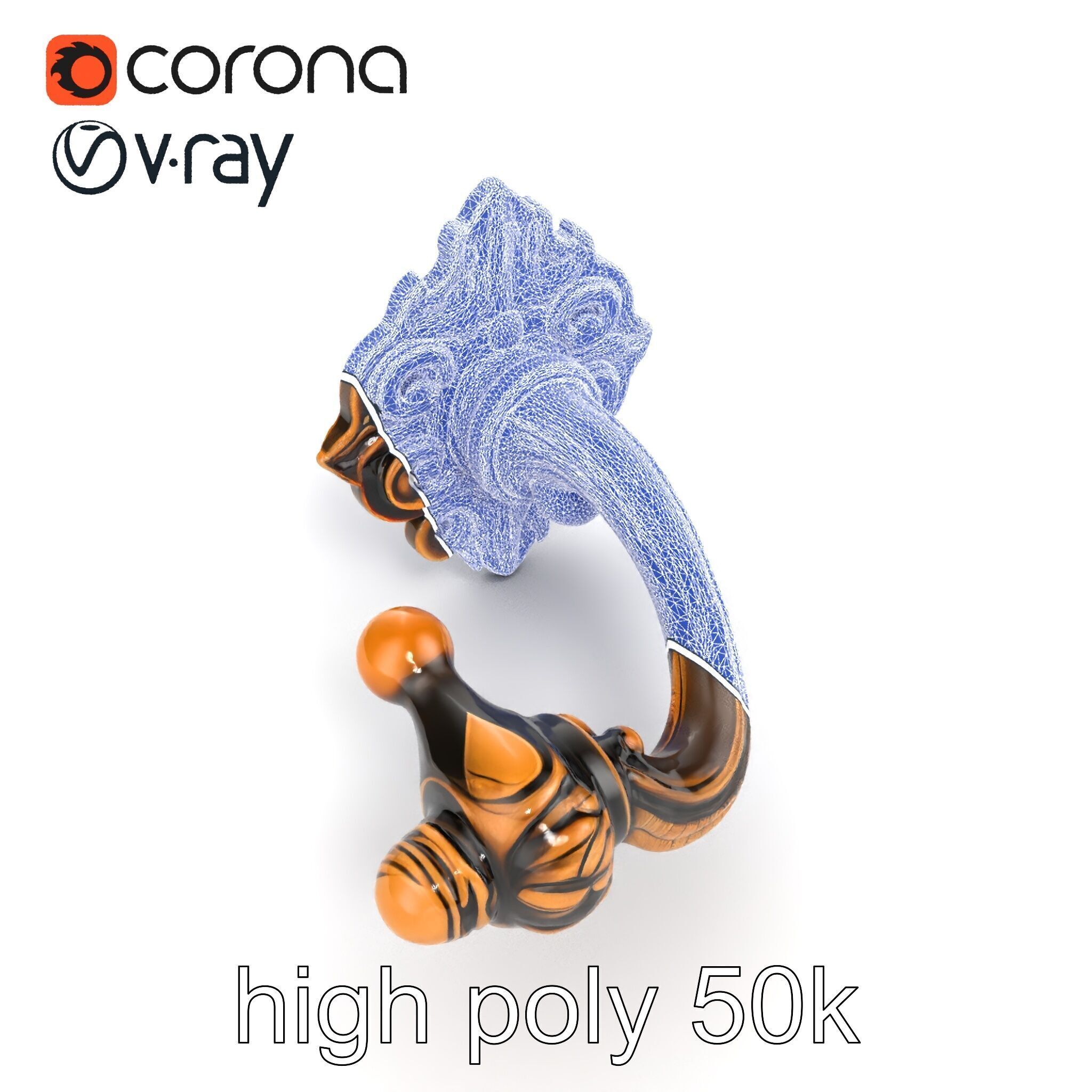 Baroque Style Ornate Door Handle model pack Low-poly 3D model_28