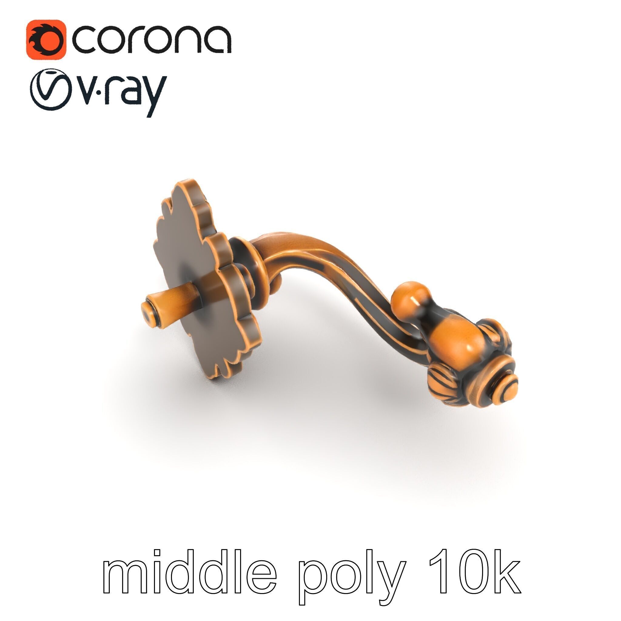 Baroque Style Ornate Door Handle model pack Low-poly 3D model_12