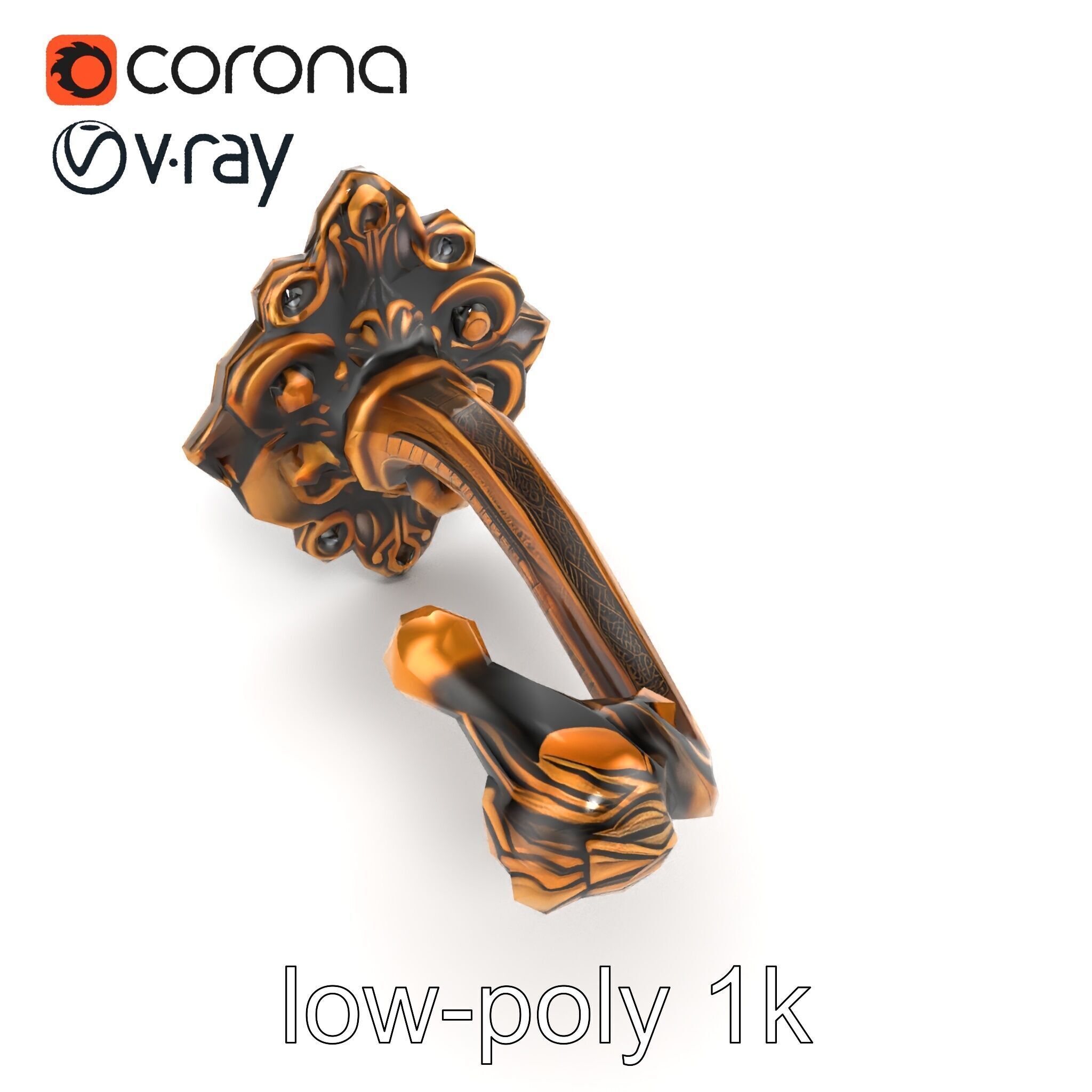 Baroque Style Ornate Door Handle model pack Low-poly 3D model_20