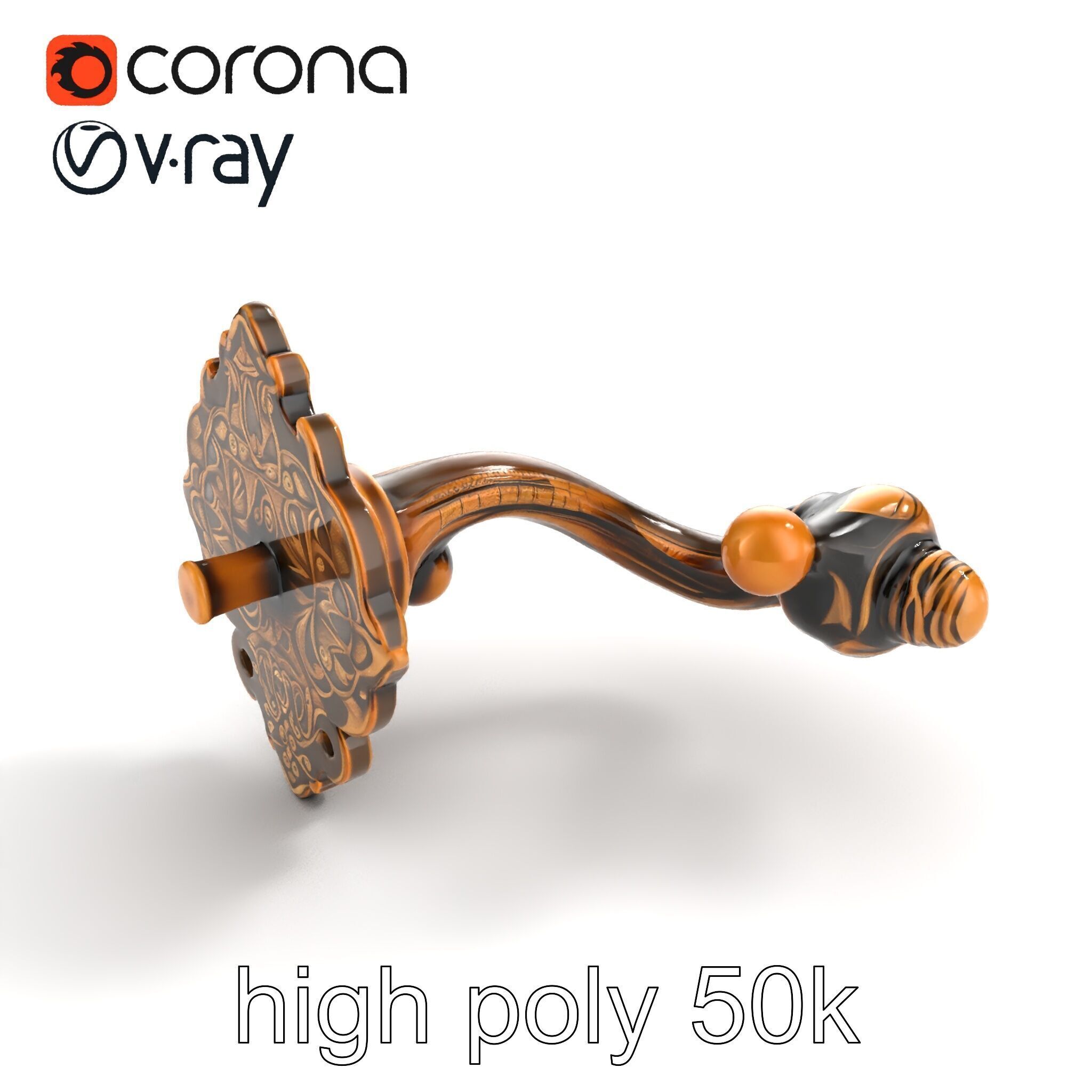 Baroque Style Ornate Door Handle model pack Low-poly 3D model_9