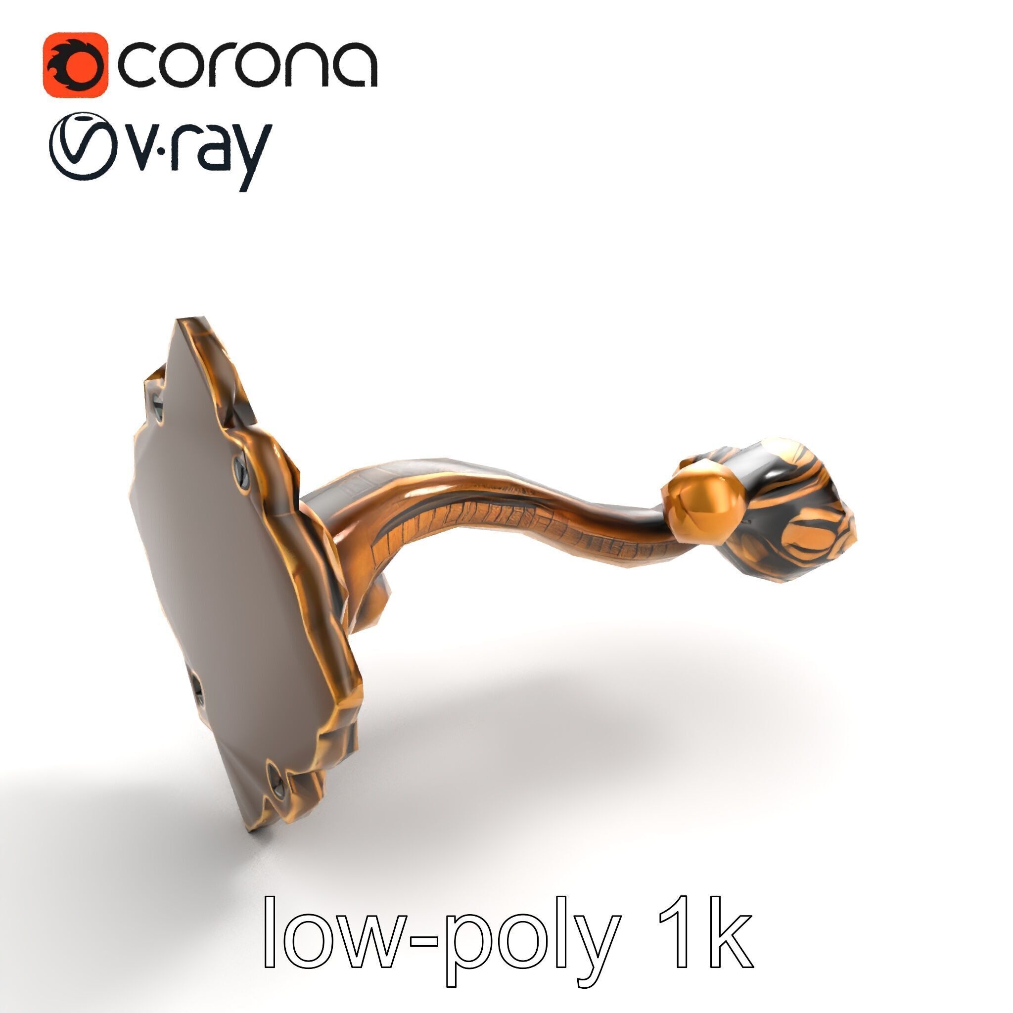 Baroque Style Ornate Door Handle model pack Low-poly 3D model_8