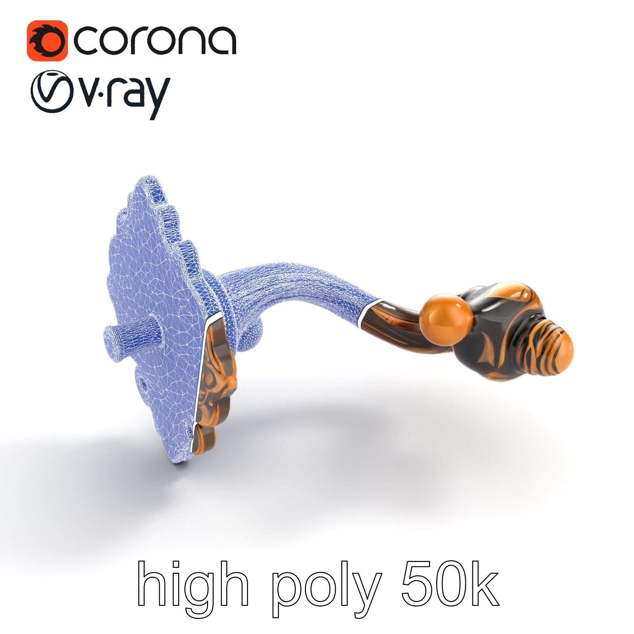 Baroque Style Ornate Door Handle model pack Low-poly 3D model_11